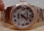 Rose Gold Rolex Diamond Bezel Replica Watch Datejust Ladies Size